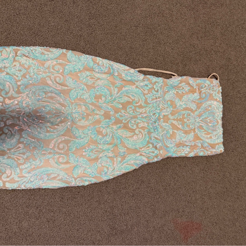 Windsor Sequin Blue and Cream Dress